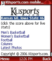 KUSports mobile home page KUSports mobile home page
